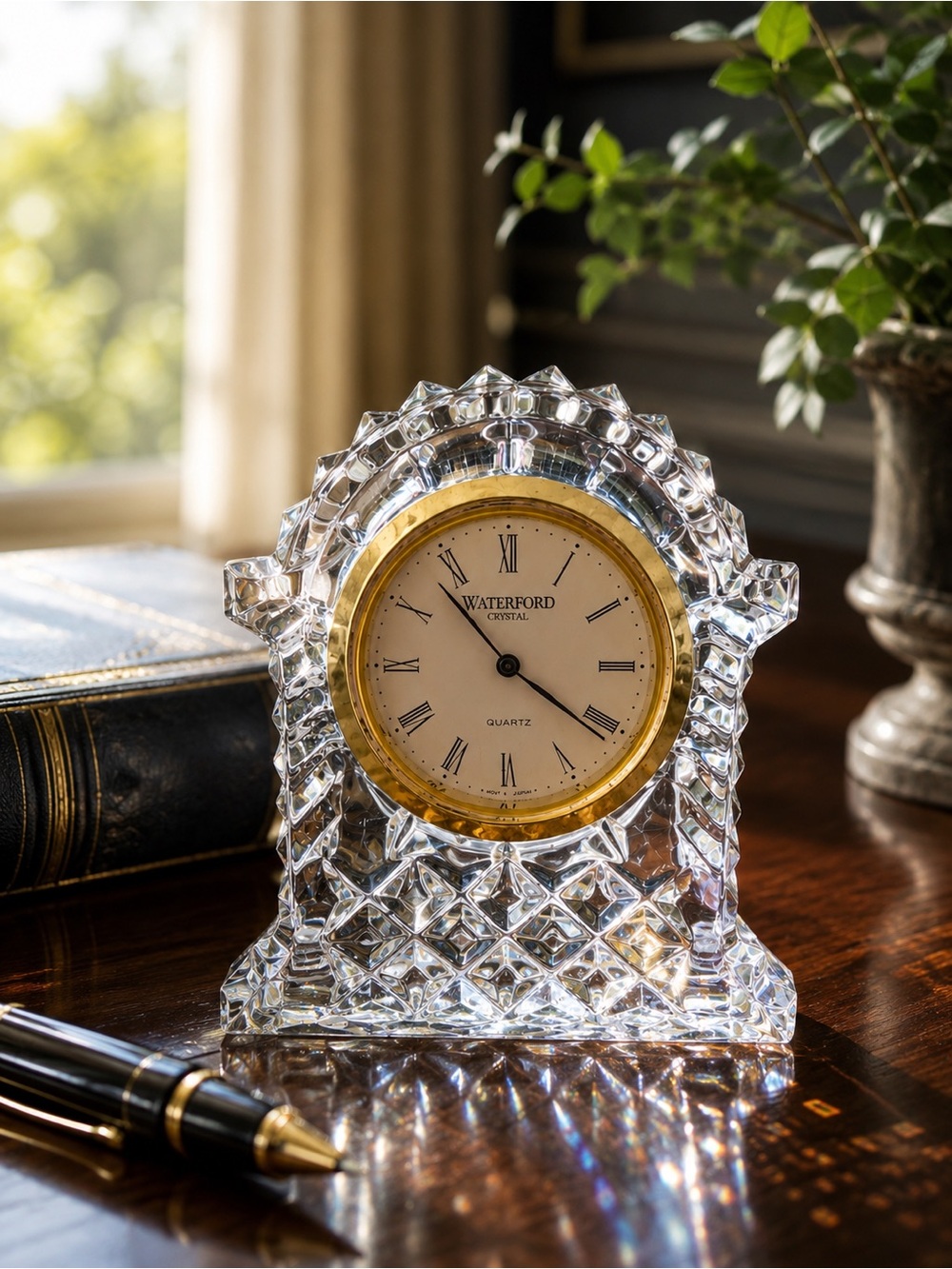 Vintage Waterford Crystal‎ Petite Desk Clock Made in Ireland Quartz Works 2.75”